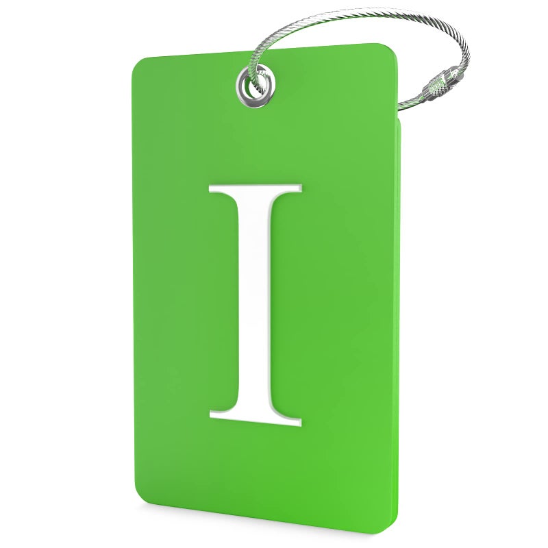 Shacke Luggage Tag Initial â€“ Fully Bendable Tag w/Stainless Steel Loop (Letter I) - Image 1